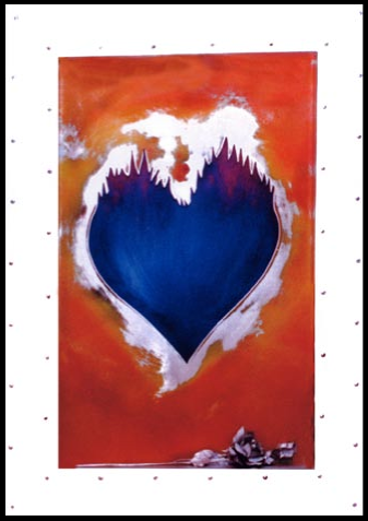 Rose Heart (22) Frames series 27” x 38” aluminum, resin, stainless steel, paint