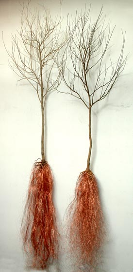 Trees (8) 36” x 144” (each) wood, copper